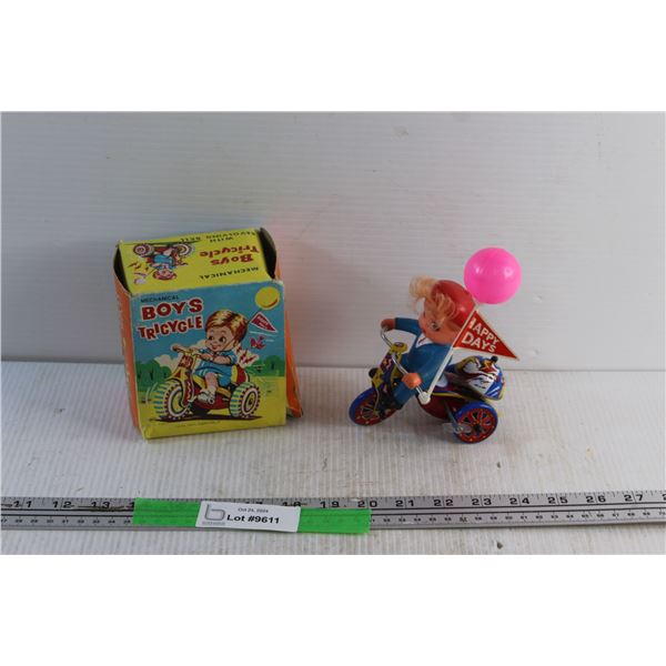 Vintage Mechanical Boys Tricycle Toy - Tested