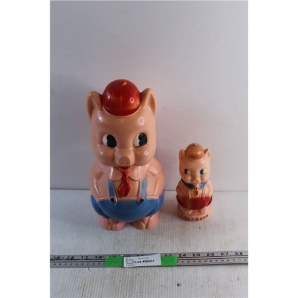 (2) Vintage Reliable Plastic Piggy Banks