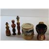 Image 9 : Miniature Kerosene Lamps, Creamers, Mugs and Wooden Statues