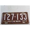 Image 2 : 1949 Vintage Saskatchewan License Plate
