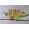 Image 1 : (3) Glasses - Creamer - Cup - (2) Yellow Dishes