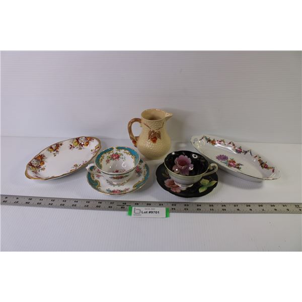 Vintage Dishware -Bavaria Schumann Celery Dish - Lenora Serving Dish England - Wade Bramble Creamer 