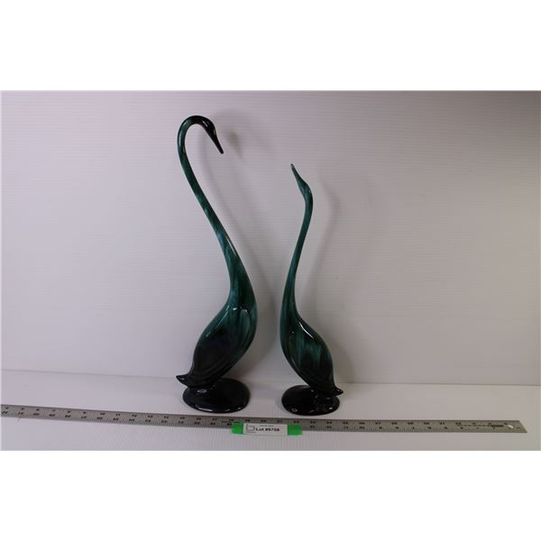 Blue Mountain Pottery Cranes (mint condition - 18" - 15 1/2" tall)