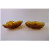 Image 6 : (2) Vintage Hocking Renaissance Amber Gold 10" Celery Dish w/Pebbled Leaves - Scalloped Glass 8" Dis