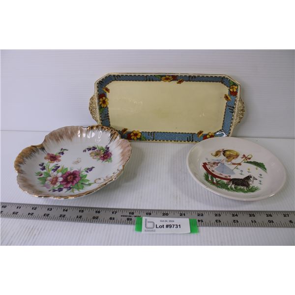 Vintage Little Bo Peep Plate - Japan Hand Painted Gold Butterfly Candy Dish - Vintage Cake Plate (11