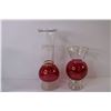 Image 2 : Vintage - Cranberry Colored Glass Vase w/Gold Trim (6"tall) - Ruby Red Glass Flash Glass Vase w/Fros