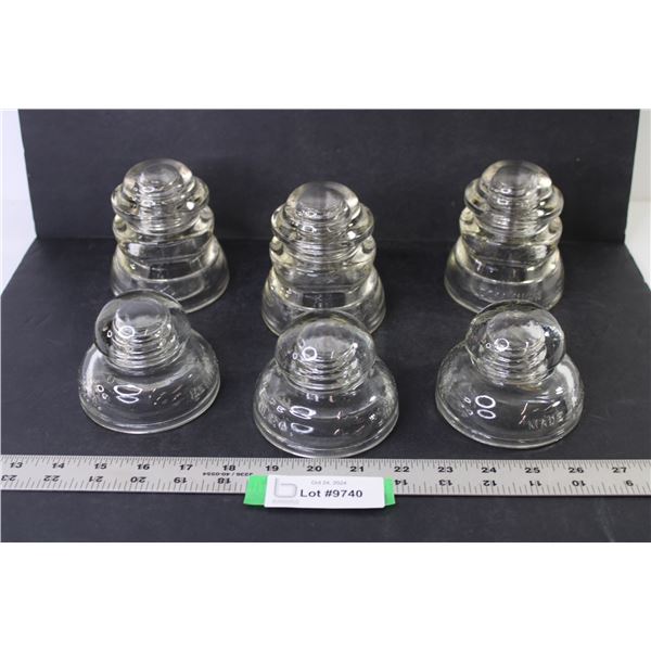 (6) Glass Insulators - Dominion - Hemmingway
