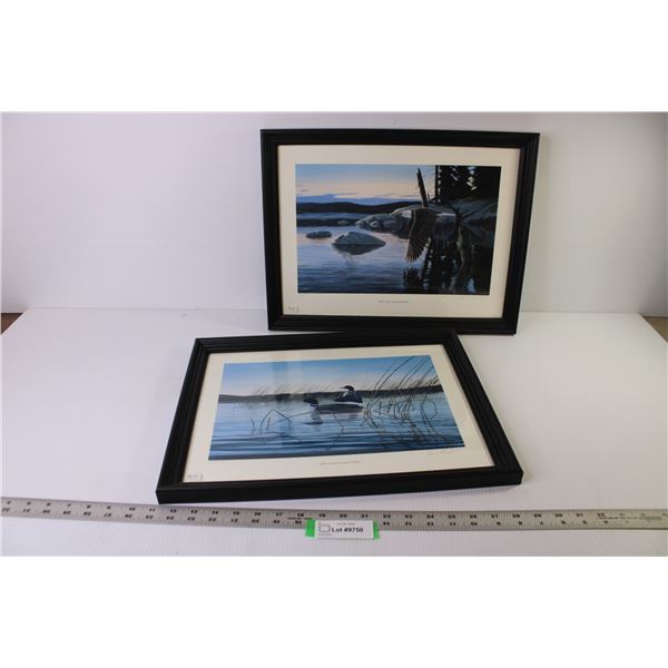 (2) Signed Reflections of Saskatchewan Wildlife Numbered Prints - Loons - Eagle - By Dave Hiebert (1