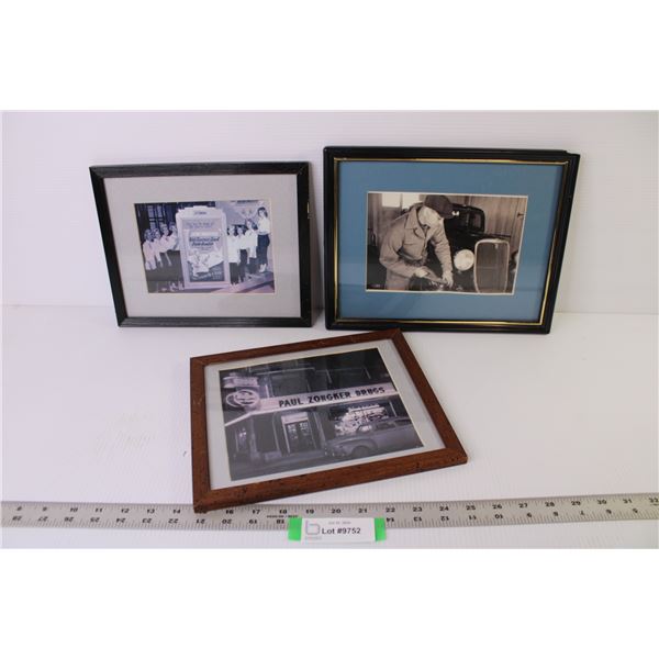 (3) Framed Prints of Vintage Photographs (largest 12 1/4" x 9 1/2" - one frame is chipped)