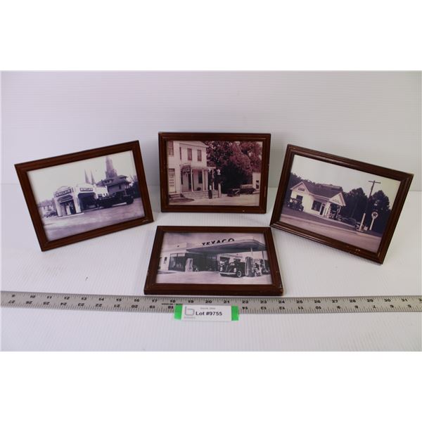 (4) Framed Prints of Vintage Service Station Photographs - Texaco - Sinclair