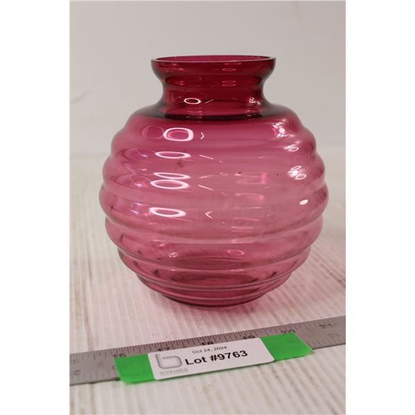 MCM Art Glass Vintage Cranberry Glass Vase