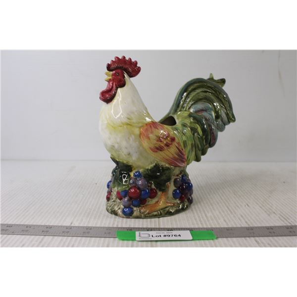 Showy Rooster Highly Glazed Vase Ornament - 9" Tall