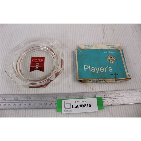 Players Cigarette Box - Damaged, Marshall Wells Stores Silver Anniversary Ashtray