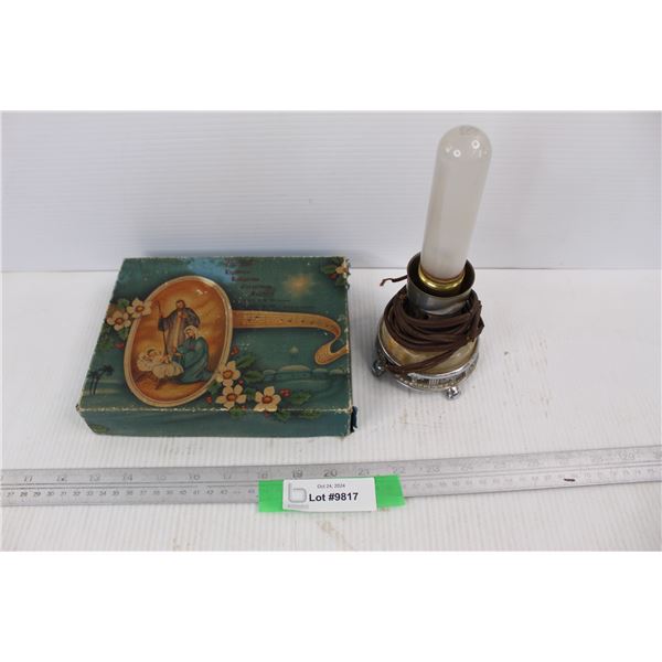 Vintage Unmarked Light- 9'' Tall- As Is , Veri best 18 Religious Christmas Holer - (Box Only)