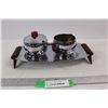 Image 1 : Chrome Miniature MCM Cream and Sugar SetOn Tray