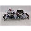 Image 2 : Chrome Miniature MCM Cream and Sugar SetOn Tray