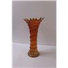 Image 3 : Fenton Carnival Glass Pumpkin Marigold "Rustic" Funeral Vase- 13" Tall, 6" Top x 4.5" Base (Circa 19