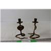 Image 1 : (2) Vintage Cobra Brass Candle Sticks - 6" Tall