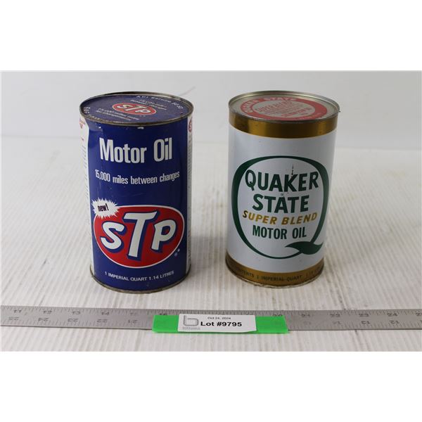 STp Motor Oil Can, Quaker State Super Blend Motor Oil Can - All Still Full