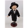 Image 2 : Unmarked Collectible Porcelain Doll On Stand- 15'' Tall