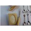 Image 7 : French Ivory Manicure Set and (15) Souvenir Spoons