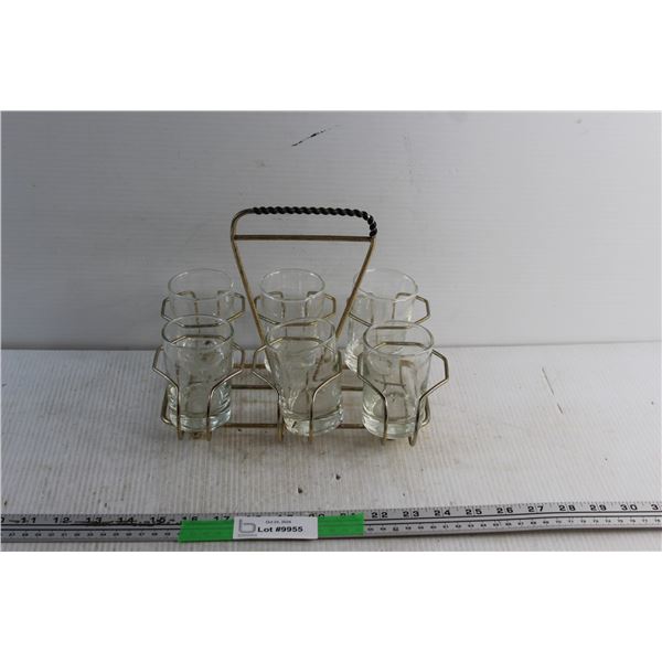 (6) Glasses with Carrying Tray