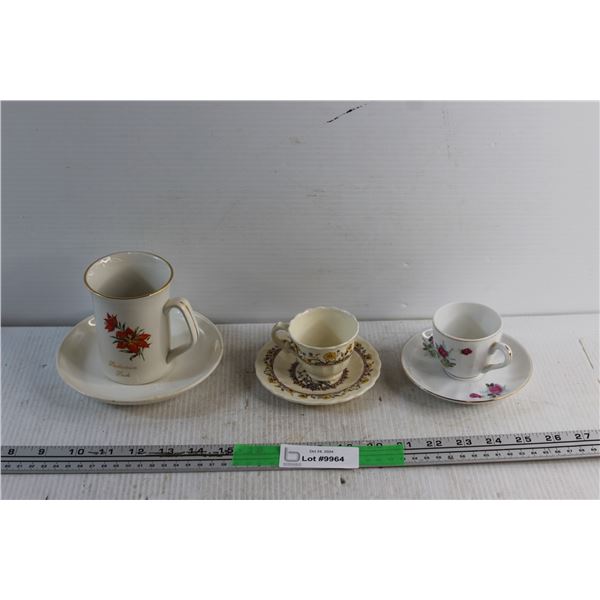 Saskatchewan Cup, California Hibiscus and Hand Painted Japan Cups & Saucers
