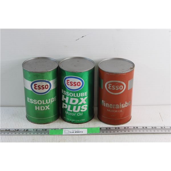 Essolube HDX & HDX Plus Motor Oil and Esso Mineralube Motor Oil Cans - Sealed, Cannot Be Shipped