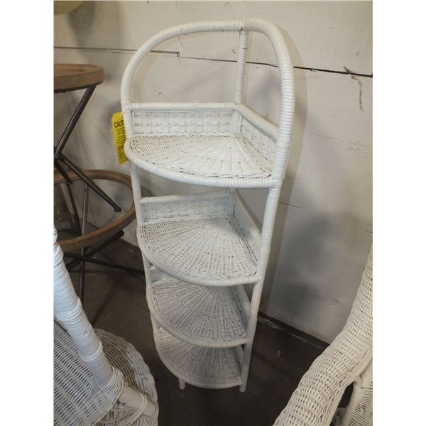 White Wicker Corner Stand
