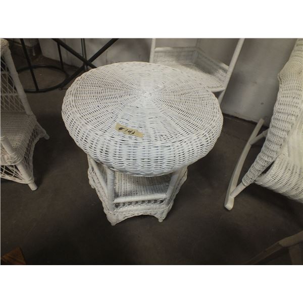 2 White Wicker End Tables