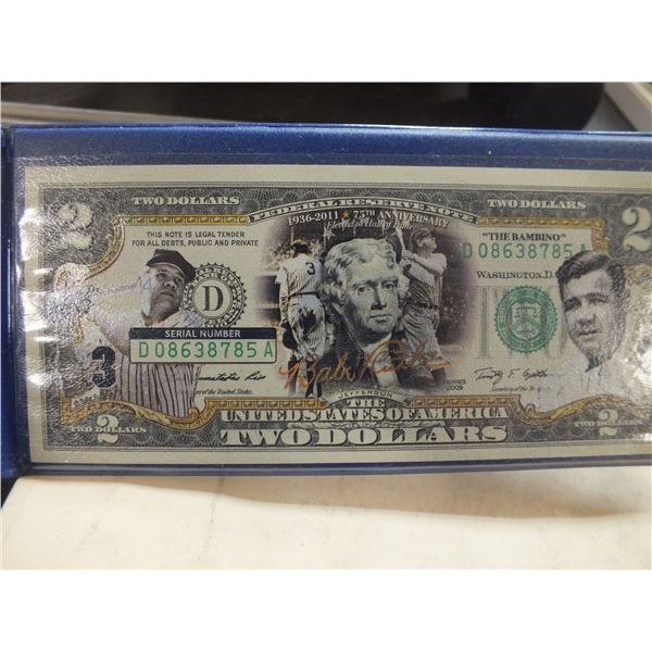 Babe Ruth Collector American 2 dollar bill