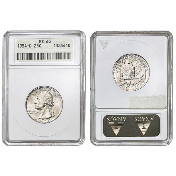 1954-D Washington Silver Quarter ANACS - MS65