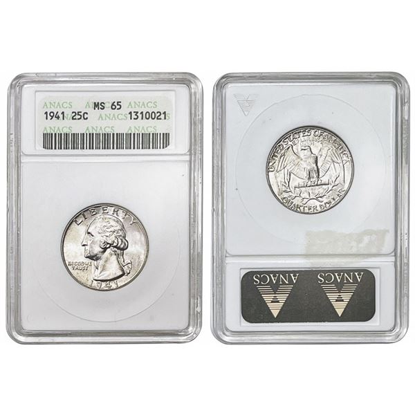 1941 Washington Silver Quarter ANACS - MS65
