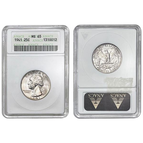 1941 Washington Silver Quarter ANACS - MS65