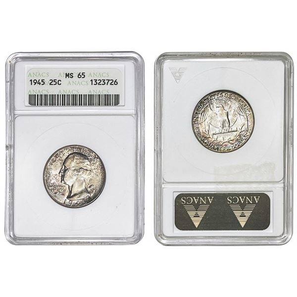 1945 Washington Silver Quarter ANACS - MS65