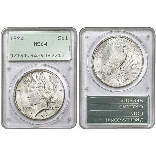 1924 Silver Peace Dollar PCGS - MS64