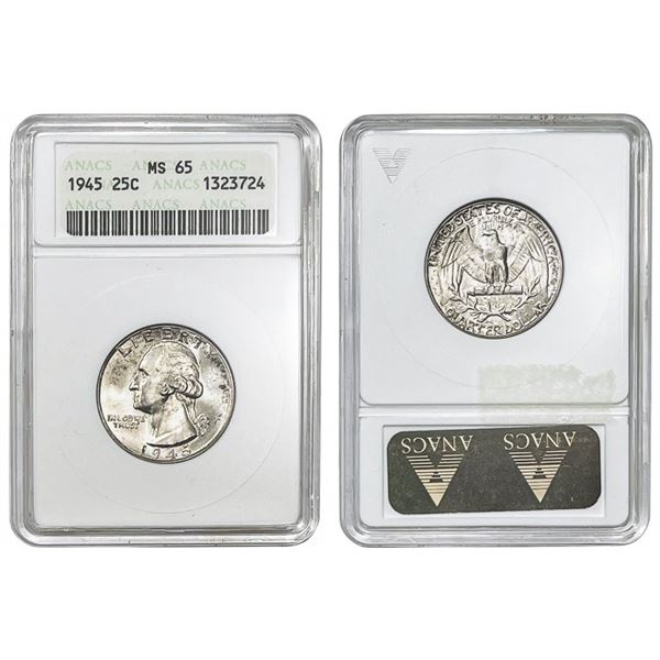 1945 Washington Silver Quarter ANACS - MS65
