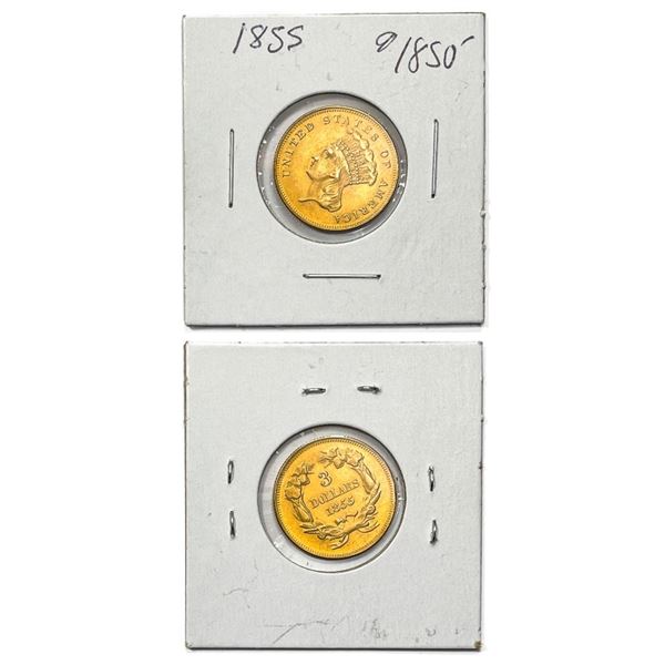 1855 $3 Gold Piece BRILLIANTLY UNCIRCULATED