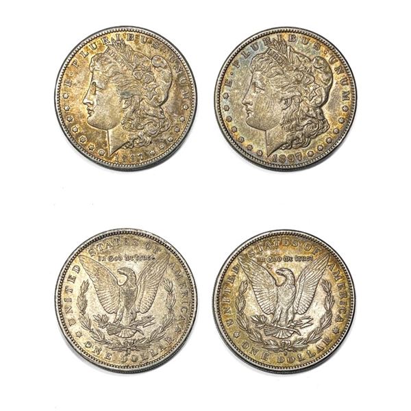 (2) 1897-S Morgan Silver Dollar GEM BU