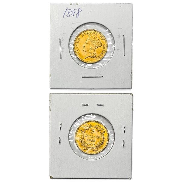 1888 $3 Gold Piece NEARLY UNCIRCULATED