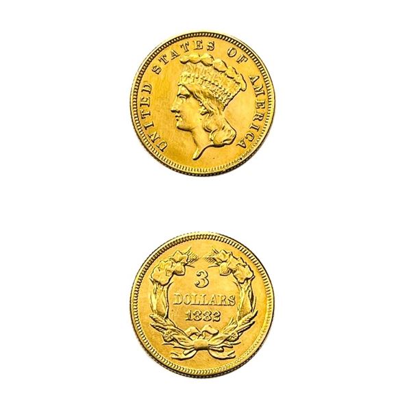 1882 $3 Gold Piece UNCIRCULATED