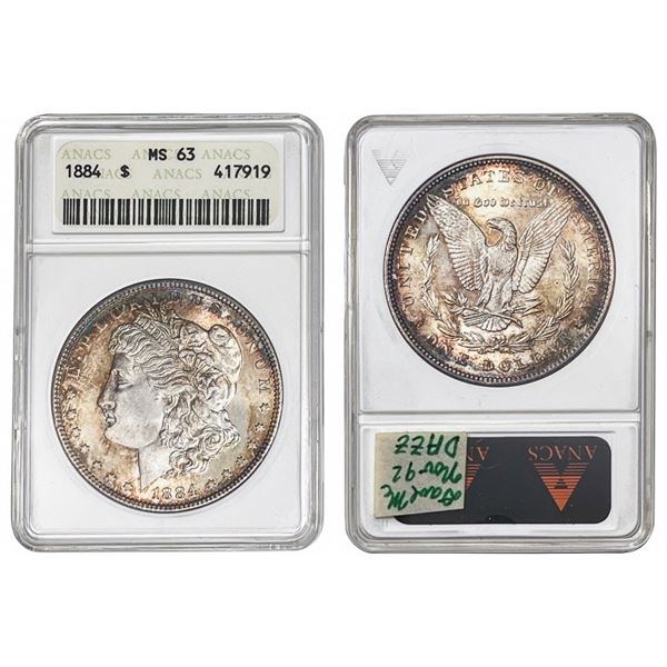 1884 Morgan Silver Dollar ANACS - MS63