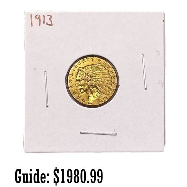 1913 $2.50 Gold Quarter Eagle XF