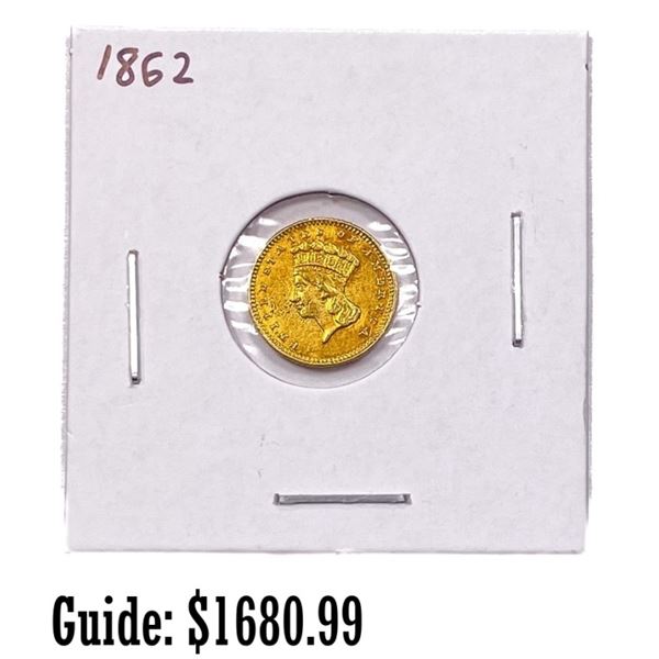1862 Rare Gold Dollar HIGH GRADE