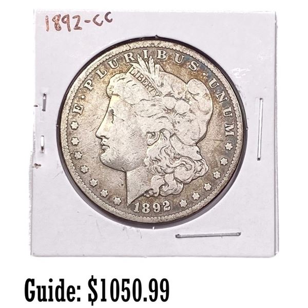 1892-CC Morgan Silver Dollar FINE GRADE