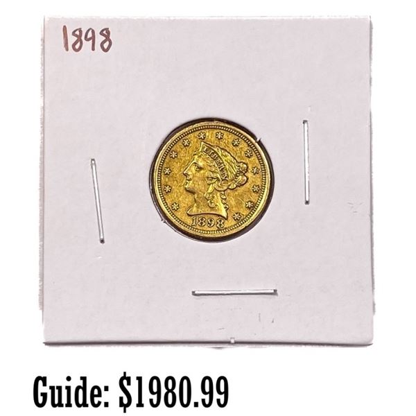 1898 $2.50 Gold Quarter Eagle AU+