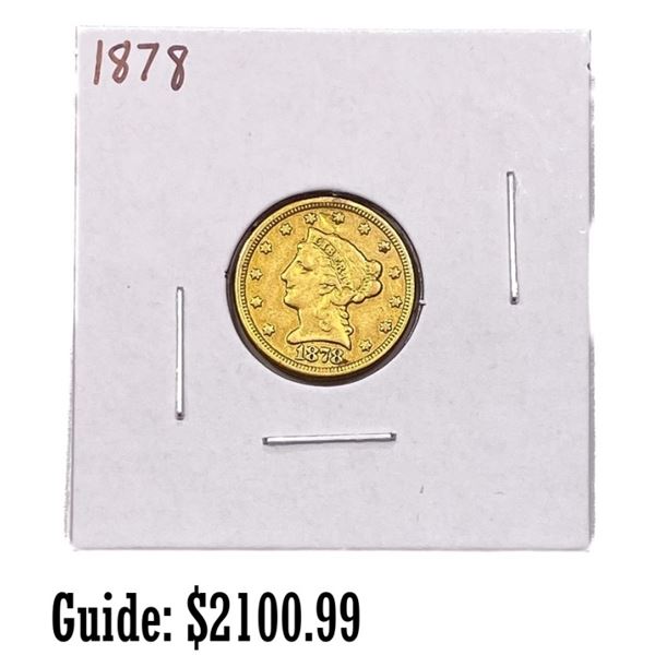 1878 $2.50 Gold Quarter Eagle ABOUT UNC