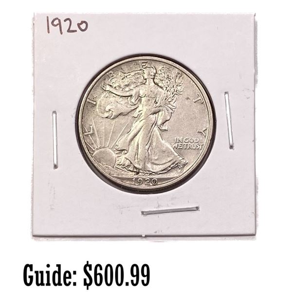 1920 Walking Half Dollar ABOUT UNC