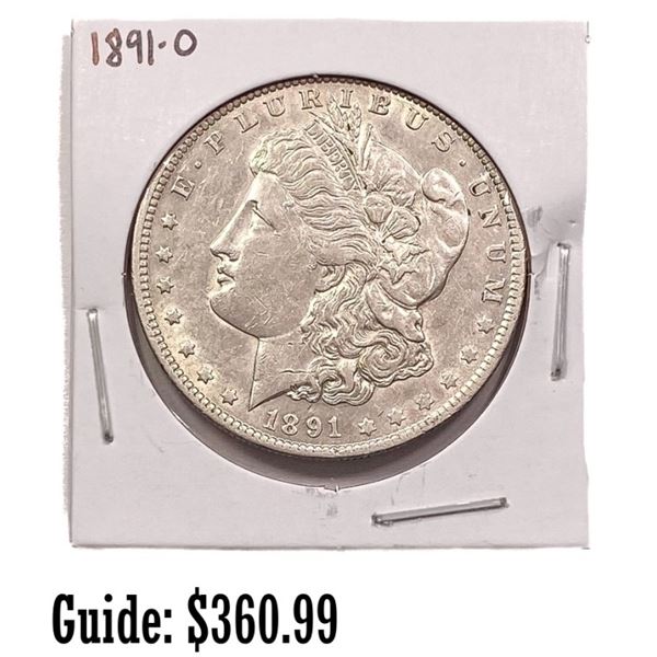 1891-O Morgan Silver Dollar ABOUT UNC