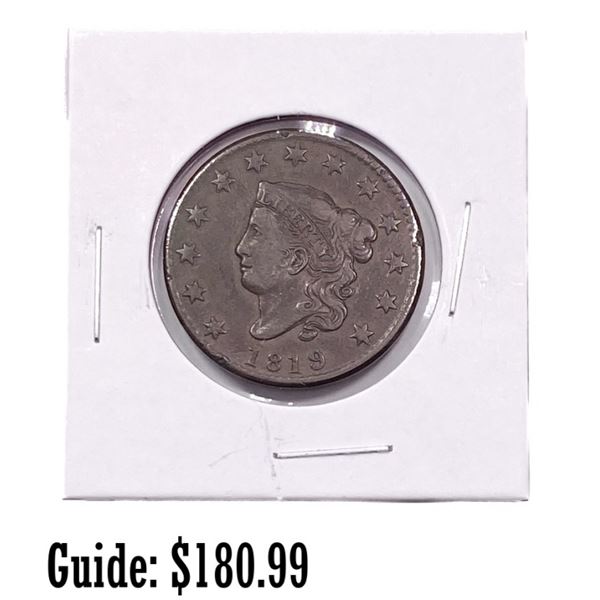 1819 Coronet Large Cent VERY FINE